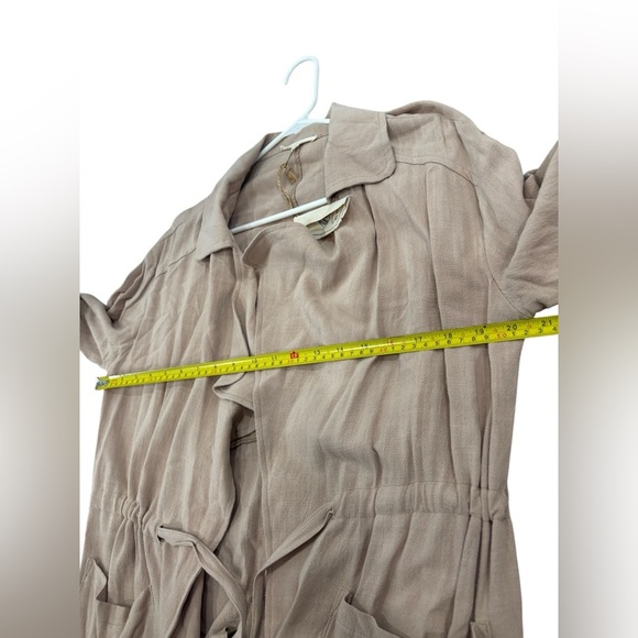 NEW! Easel Linen Blend Utility Belted Lightweight Coat Camel Blush Pink Small - Picture 10 of 11